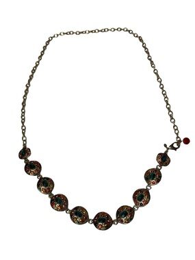 Chico’s Boho Medallion Necklace Y2K Vintage Multi Stone 25”